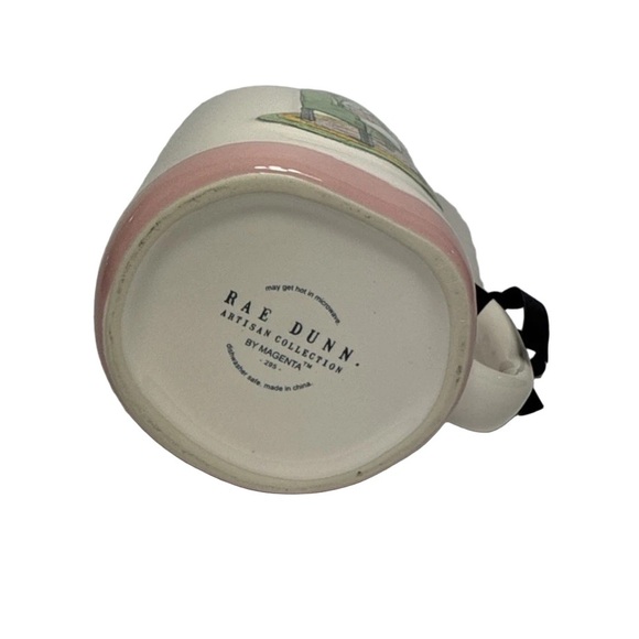 Set of 2 Rae Dunn Pink and White Mugs with Cat Illustration - Picture 4 of 4